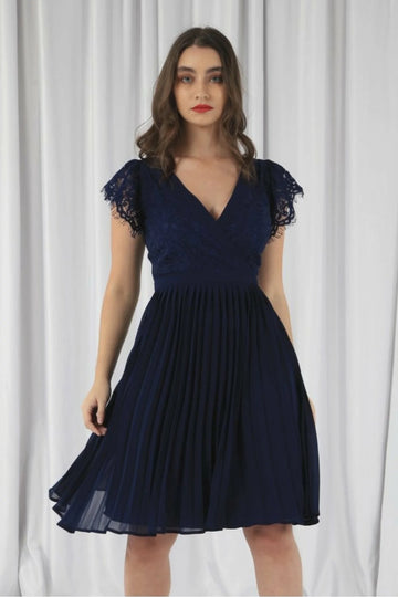 Wrap Lace Chiffon Dress Double Second